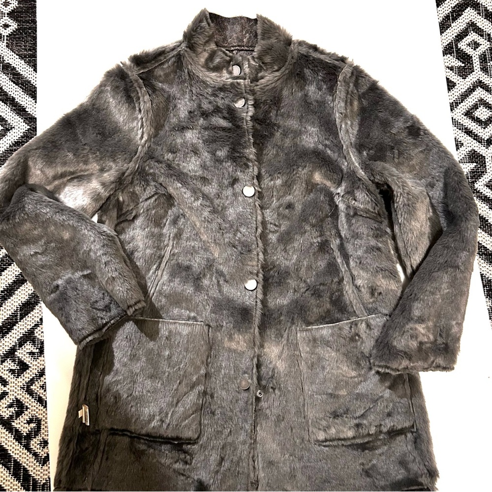 Dylan Los Angeles Reversible Faux Suede and Faux Fur Jacket in dark gray